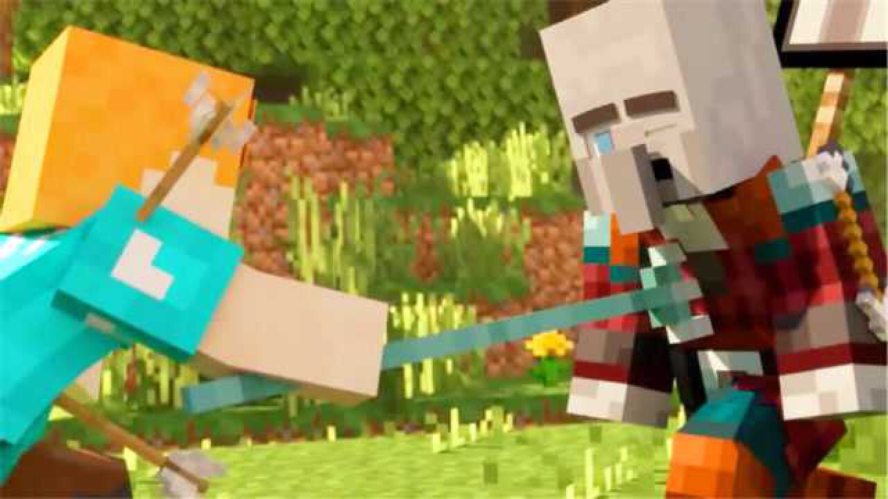 Minecraft动画：掠夺者危机1，史蒂夫艾利克斯抗击掠夺者守护村庄_腾讯视频