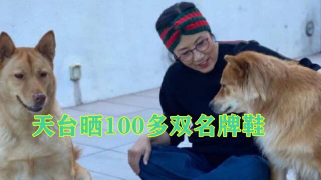 73汪明荃再现壕气!上亿豪宅天台晒100多双名牌鞋