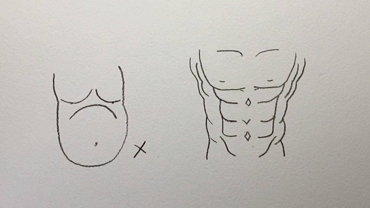 腹肌的简单画法,你现在还有几块腹肌呢?
