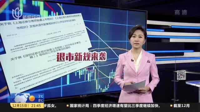 沪深交易所退市新规公开征求意见 20个交易日市值低于3亿元退市