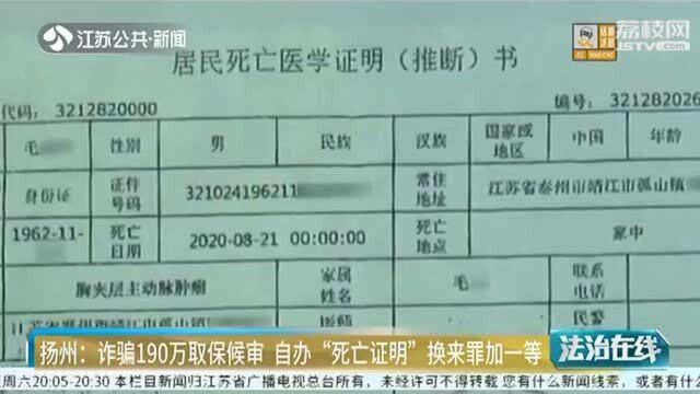 诈骗190万取保候审 法院开庭审理 自办“死亡证明”罪加一等