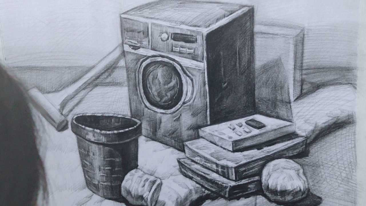 画事记录 测试大洗衣机生活类组合#素描静物#山东有联考 倒计时3天