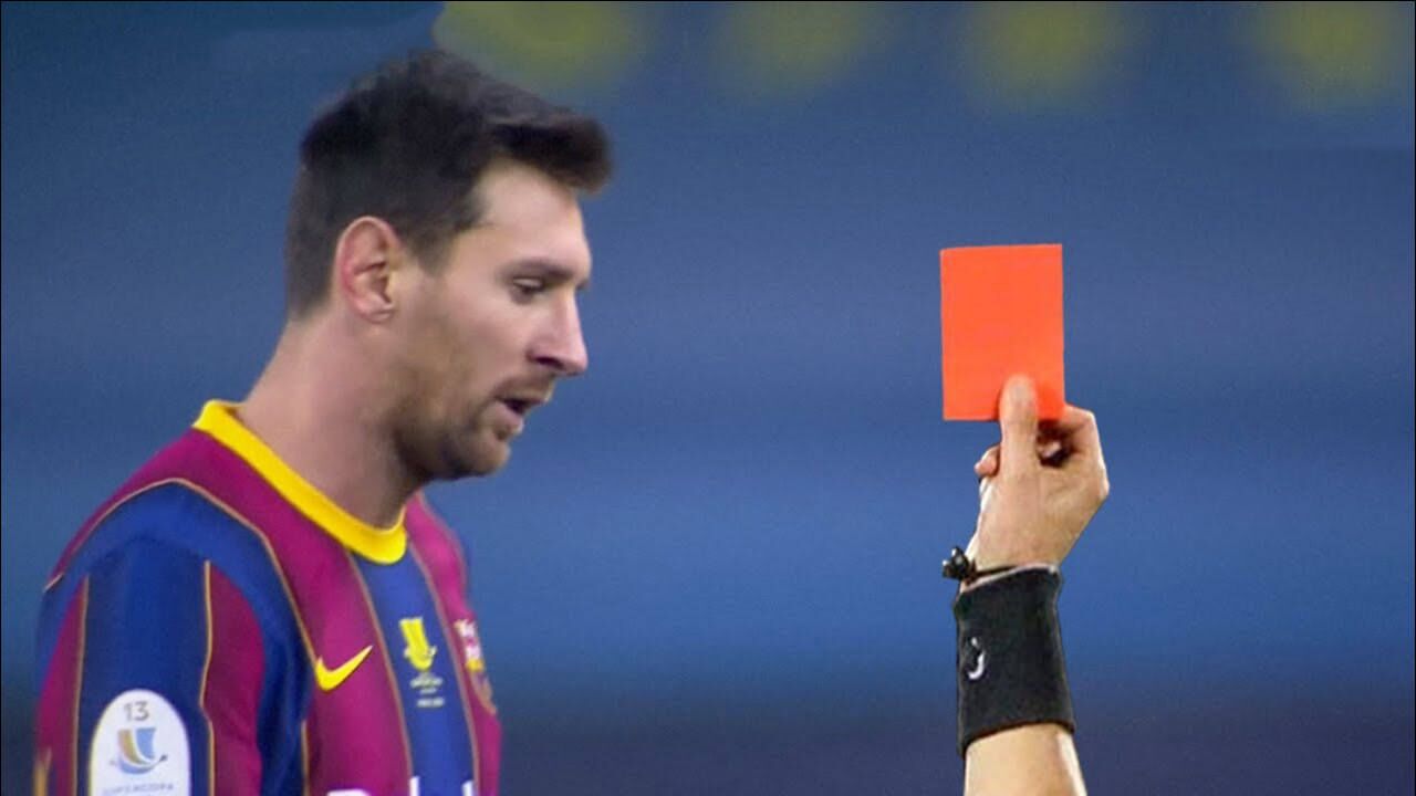 梅西生涯染红盘点!两次被对手挑衅激怒 一次直接背后打人