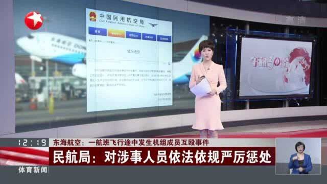 东海航空:一航班飞行途中发生机组成员互殴事件