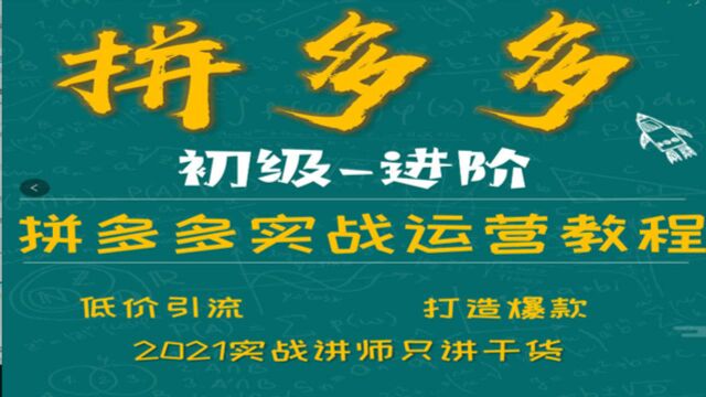 拼多多开店零基础运营详细流程 新手小白宝妈轻松开网店