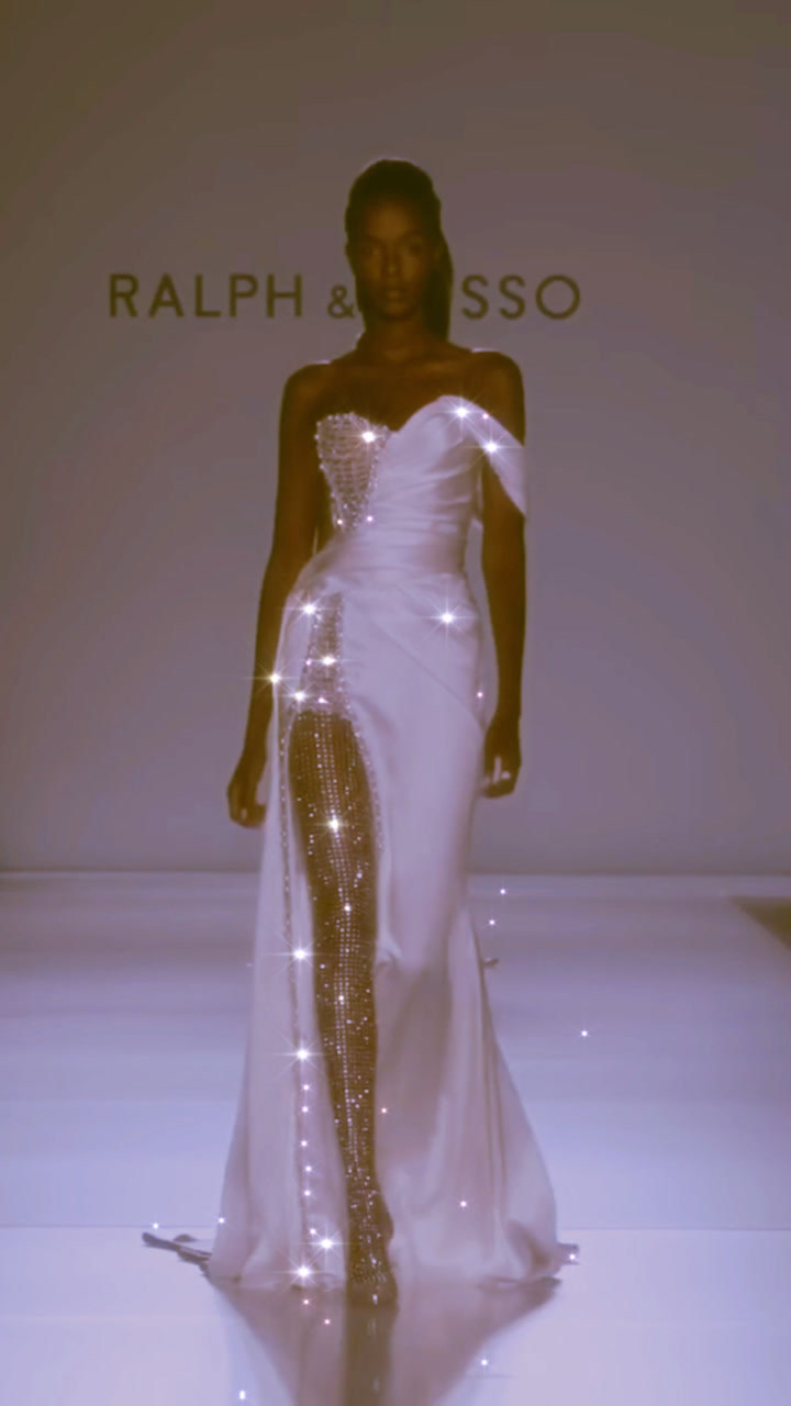 ralph&russo高定礼服闪亮性感钻石丝袜 第一次觉得黑皮赢了 超模秀场