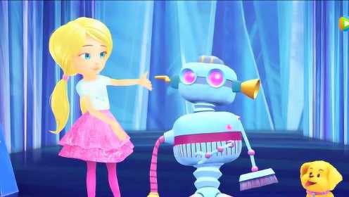 小凯莉为了打扫城堡，自己发明了打扫机器人，取名叫小凯比！