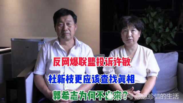 反网爆联盟投诉许敏,杜新枝更应该查找真相,郭希志为何不出来?