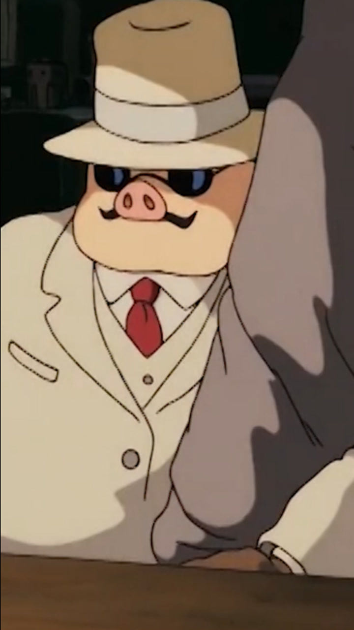 宫崎骏电影 红猪-3(波鲁克是一位专门打击空贼集团,面孔为猪的飞行好