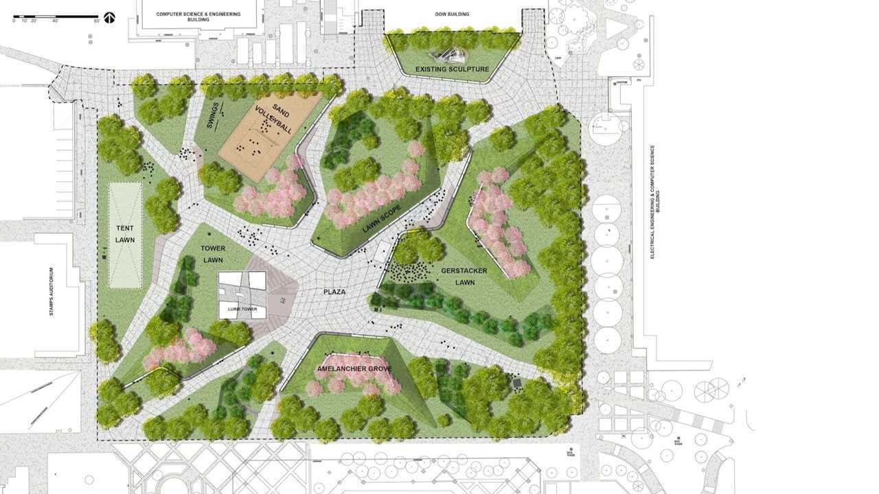 景观案例分析密歇根大学北校区广场