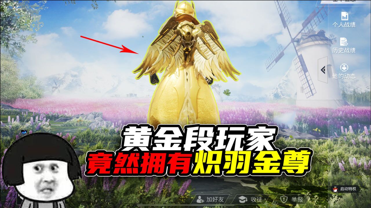 和平精英惊现神秘大佬黄金段位也能拥有炽羽金尊