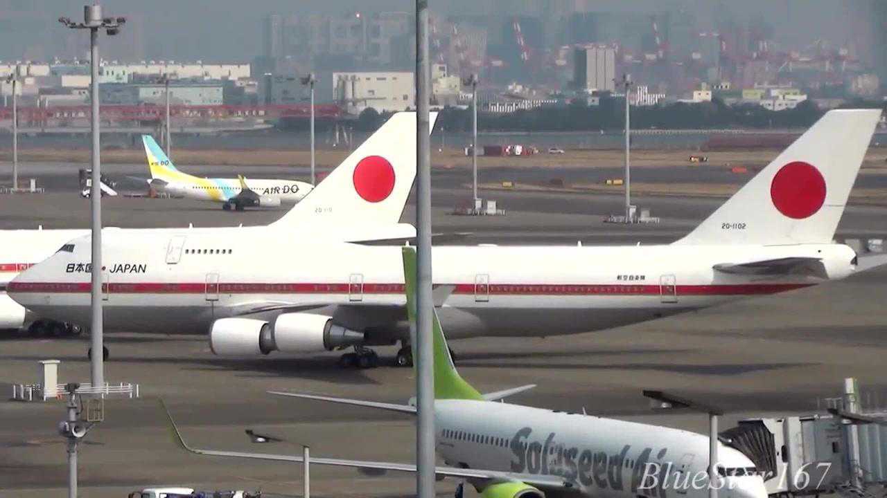 日本首相专机编队东京羽田机场起飞!