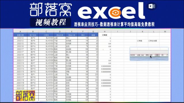 excel透视表应用技巧视频:数据透视表计算平均值高级免费教程