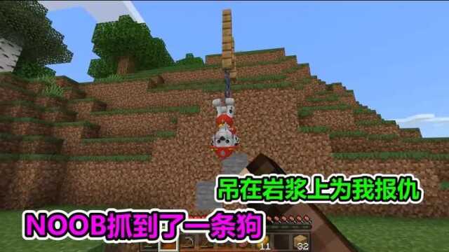 Minecraft:NOOB抓到了一条狗,吊在岩浆上为我报仇!我的世界