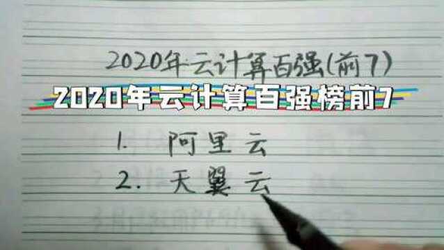 2020年云计算百强榜前7