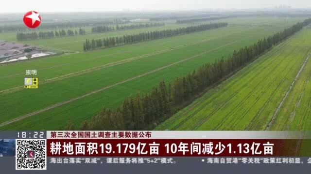 第三次全国国土调查主要数据公布:耕地面积19.179亿亩 10年间减少1.13亿亩