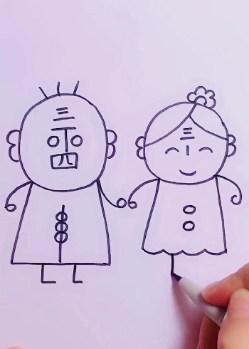 学这个口诀,就会画出来老头子和老太太#绘画#教程