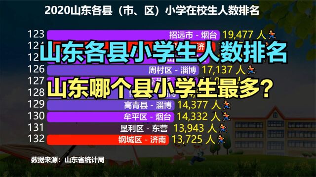 山东136个县小学生人数排名,曹县第2,猜猜山东哪里小学生最多?