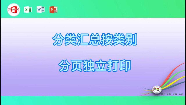 分类汇总按类别分页独立打印