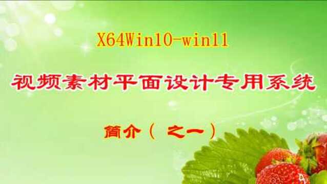 W10W11视频素材平面设计专用系统简介(1)