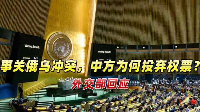 事关俄乌冲突,联合国大会上,中方为何投弃权票?外交部回应