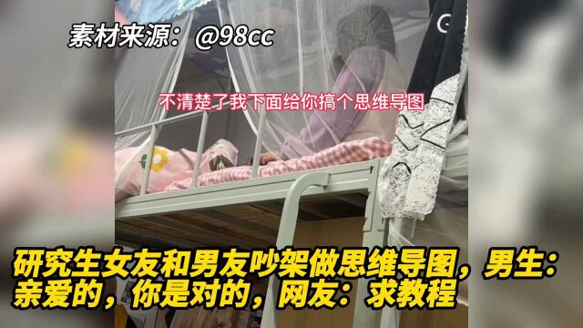 研究生女友和男友吵架做思维导图,男生:亲爱的,你是对的,网友:求教程