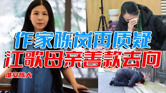 作家陈岚质疑江歌母亲善款去向 说91万善款被放高利贷 逼哭江秋莲