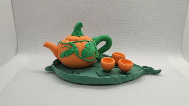 秃手手玩黏土(黏土手工):超轻黏土—南瓜茶具