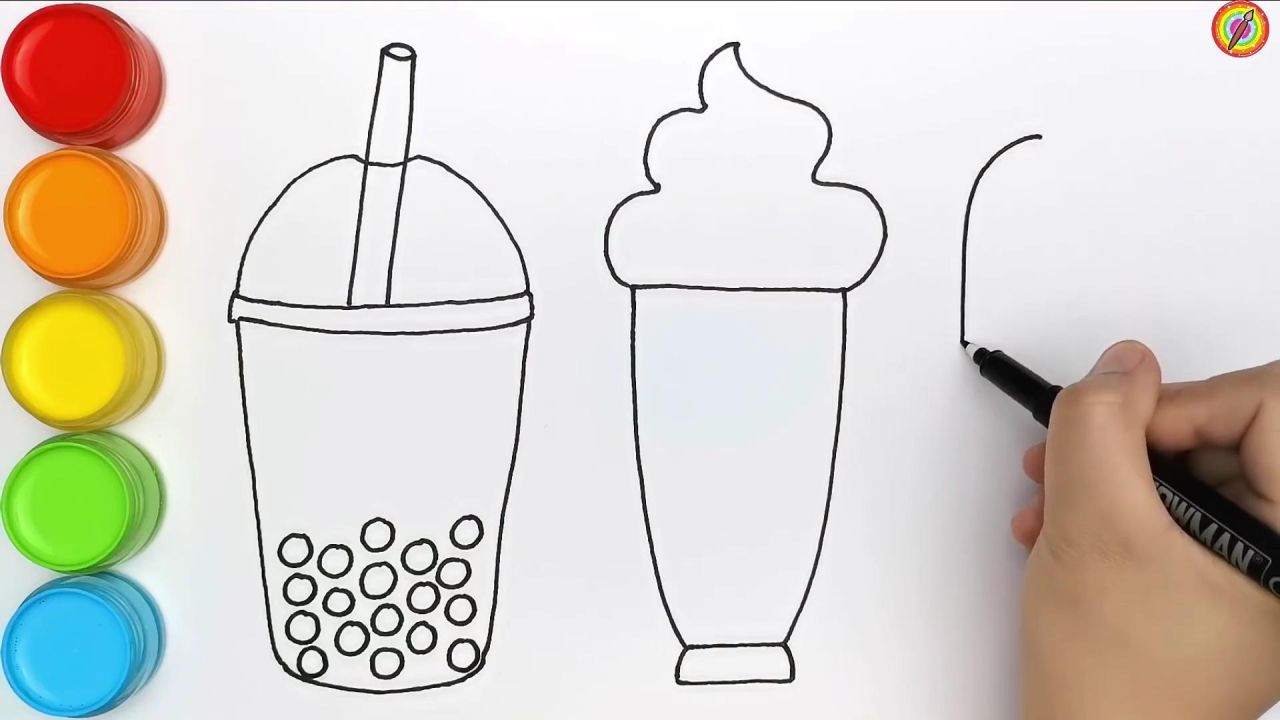简笔画:奶茶和冰淇淋