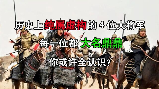 历史上纯属虚构的4位大将军,每一位都大名鼎鼎,你或许全认识?