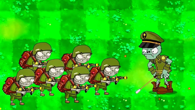 植物大战僵尸:僵尸军官呼叫支援,机枪豌豆射手变身