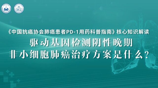 《中国肺癌患者PD1用药科普指南》核心知识解读支修益教授:驱动基因检测阴性晚期非小细胞肺癌治疗方案是什么