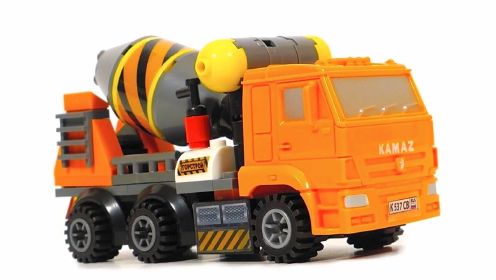 搅拌车玩具系列：混凝土搅拌车，超级复杂水泥车玩具积木拼装