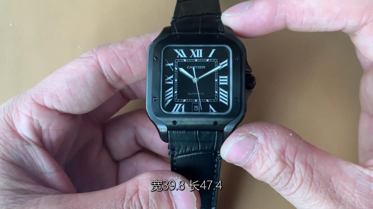 v6卡地亚新款山度仕黑武士腕表 39.8毫米 日本9015机芯_腾讯视频