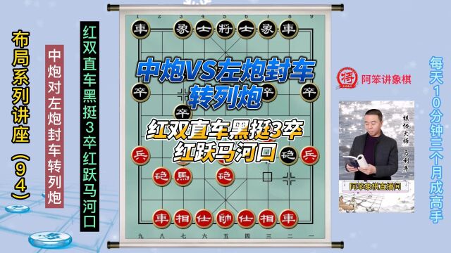 中国象棋布局讲座 中炮对左炮封车转列炮(红双直车黑挺3卒红跃马河口)