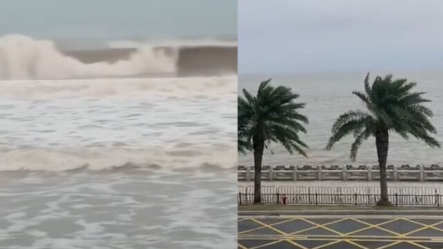 实拍台风“尼格”逼近广东:珠海沿海风大浪急 海陵岛涛声隆隆