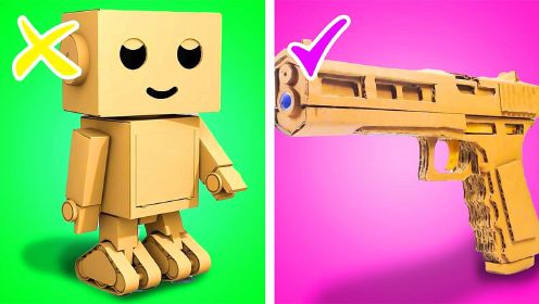有趣外国人：纸盒机器人VS纸盒手枪，谁的DIY手工创意更好呢？