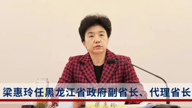 两天两次履新!梁惠玲任黑龙江省政府副省长、代理省长