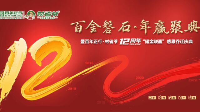 “百金磐石 ⷠ年赢聚典”百年正行ⷦ省爷12周年“储金联赢”感恩乔迁庆典装企打call视频(一)