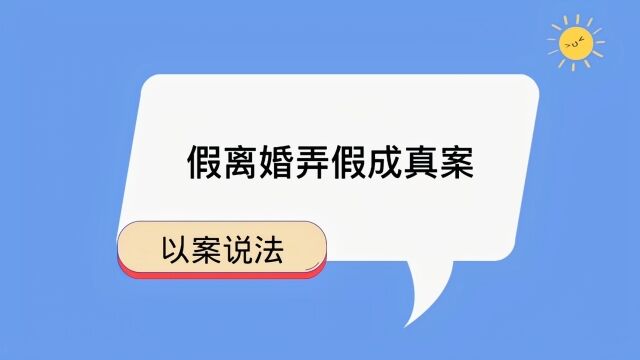 以案说法:假离婚弄假成真案