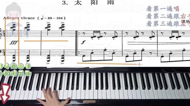 中国音乐学院钢琴考级钢琴六级考级曲目,太阳雨第一页第一行.全部国音考级钢琴六级考级曲目点击上方链接获取.