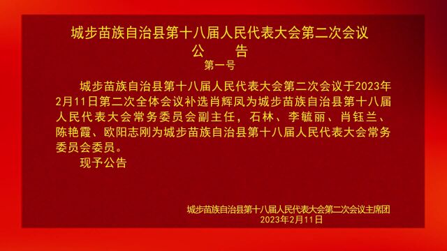 城步苗族自治县第十八届人民代表大会第二次会议公告 (第一号、第二号、第三号)