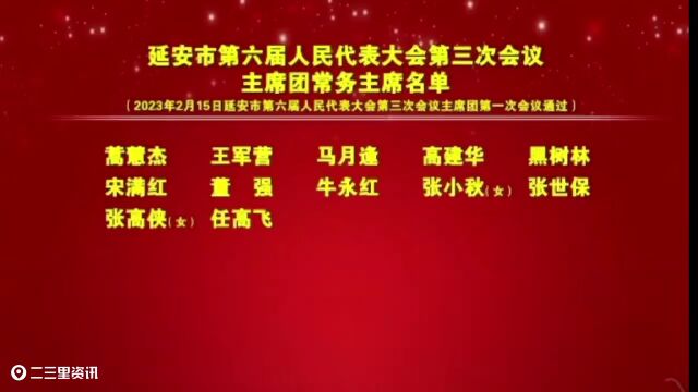 延安市第六届人民代表大会第三次会议主席团常务主席名单