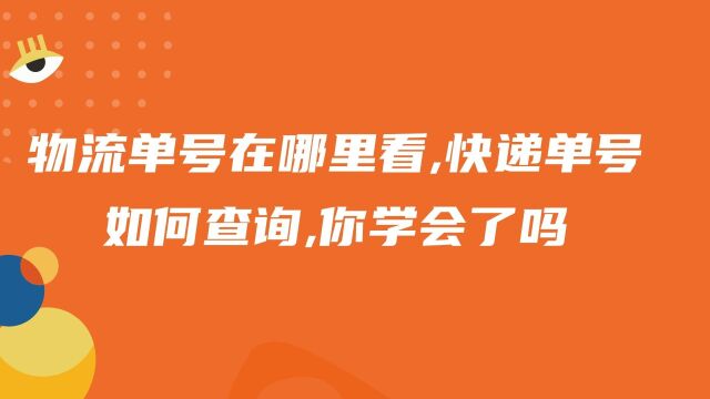 物流单号在哪里看,快递单号如何查询,你学会了吗