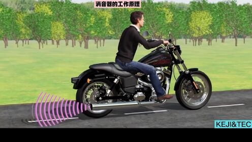 3D动画演示摩托车消音器的工作原理