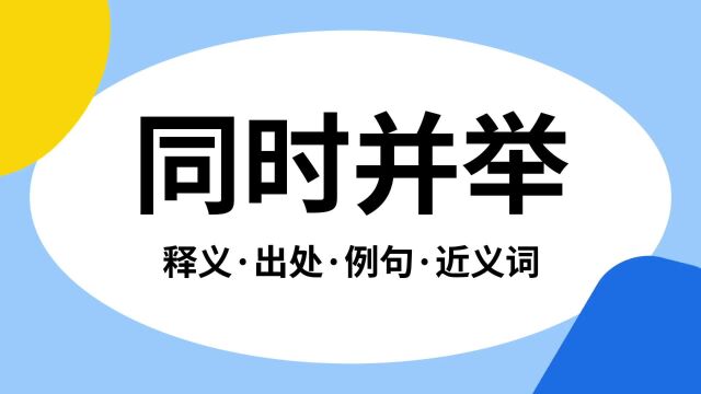 “同时并举”是什么意思?