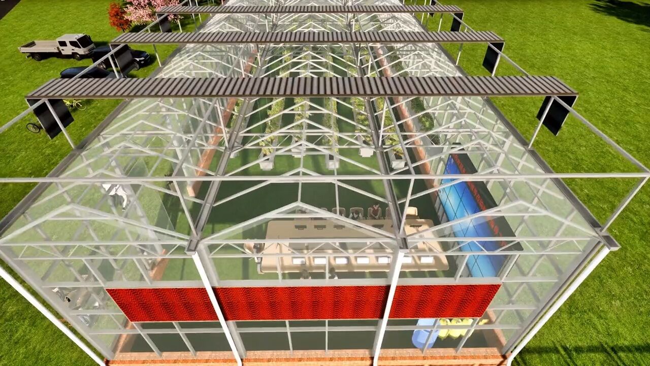 空中草莓玻璃温室效果图