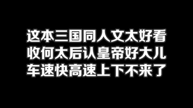 这本三国同人文太好看,收何太后认皇帝好大儿,车速快高速上下不来了