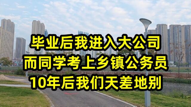 毕业后我进入大公司,而同学考上乡镇公务员,10年后我们天差地别