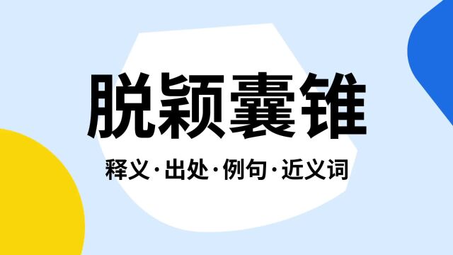 “脱颖囊锥”是什么意思?